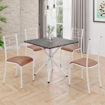 Conjunto Sala de Jantar Mesa Quadrada 75x75cm Tampo Mdp Ardósia Indiana 4 Cadeiras Paraty