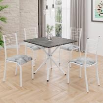 Conjunto Sala de Jantar Mesa Quadrada 75x75cm Tampo Mdp Ardósia Indiana 4 Cadeiras Paraty