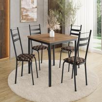Conjunto Sala de Jantar Mesa Quadrada 90cm Tampo BP com 4 Cadeiras Adriana