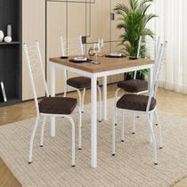 Conjunto Sala de Jantar Mesa Quadrada 90cm Tampo BP com 4 Cadeiras Adriana