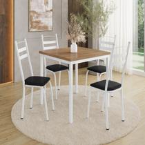 Conjunto Sala de Jantar Mesa Quadrada 90cm Tampo BP com 4 Cadeiras Adriana