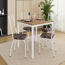 Conjunto Sala de Jantar Mesa Quadrada 90cm Tampo BP com 4 Cadeiras Adriana