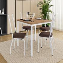 Conjunto Sala de Jantar Mesa Quadrada 90cm Tampo BP com 4 Cadeiras Adriana Conjunto Sala de Jantar Mesa Quadrada 90cm Tampo BP com 4 Cadeiras Adriana