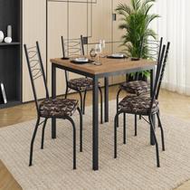 Conjunto Sala de Jantar Mesa Quadrada 90cm Tampo BP com 4 Cadeiras Adriana