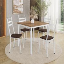 Conjunto Sala de Jantar Mesa Quadrada 90cm Tampo BP com 4 Cadeiras Adriana