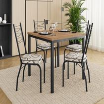 Conjunto Sala de Jantar Mesa Quadrada 90cm Tampo BP com 4 Cadeiras Adriana Conjunto Sala de Jantar Mesa Quadrada 90cm Tampo BP com 4 Cadeiras Adriana