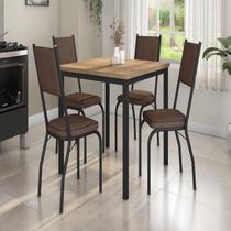 Conjunto Sala de Jantar Mesa Quadrada 90cm Tampo BP com 4 Cadeiras Adriana