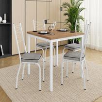 Conjunto Sala de Jantar Mesa Quadrada 90cm Tampo BP com 4 Cadeiras Adriana Branco/Grafiato/Demolição Conjunto Sala de Jantar Mesa Quadrada 90cm Tampo BP com 4 Cadeiras Adriana Branco/Grafiato/Demolição