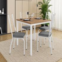 Conjunto Sala de Jantar Mesa Quadrada 90cm Tampo BP com 4 Cadeiras Adriana Branco/Platina/Demolição Conjunto Sala de Jantar Mesa Quadrada 90cm Tampo BP com 4 Cadeiras Adriana Branco/Platina/Demolição