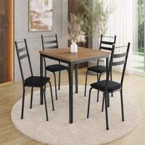 Conjunto Sala de Jantar Mesa Quadrada 90cm Tampo BP com 4 Cadeiras Adriana Preto/Demolição Conjunto Sala de Jantar Mesa Quadrada 90cm Tampo BP com 4 Cadeiras Adriana Preto/Demolição