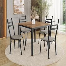 Conjunto Sala de Jantar Mesa Quadrada 90cm Tampo BP com 4 Cadeiras Adriana Preto/Grafiato/Demolição Conjunto Sala de Jantar Mesa Quadrada 90cm Tampo BP com 4 Cadeiras Adriana Preto/Grafiato/Demolição