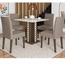 Conjunto Sala de Jantar Mesa Quadrada Isis com Vidro 90cm 4 Cadeiras Jade - Poliman Móveis