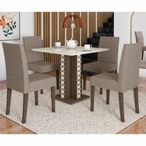 Conjunto Sala de Jantar Mesa Quadrada Isis com Vidro 90cm 4 Cadeiras Josi - Poliman Móveis