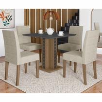 Conjunto Sala de Jantar Mesa Quadrada Isis com Vidro 90cm 4 Cadeiras Josi