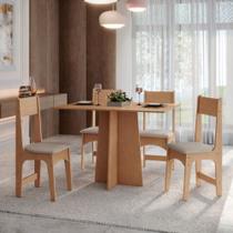 Conjunto Sala de Jantar Mesa Raquel 110cm com 4 Cadeira Delta Sonetto