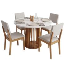 Conjunto Sala de Jantar Mesa Redonda 0,90m Veneza 4 Cadeiras Linda