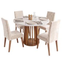 Conjunto Sala de Jantar Mesa Redonda 0,90m Veneza 4 Cadeiras Milano Viero