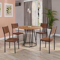 Conjunto Sala de Jantar Mesa Redonda 100cm Base Omega Tampo Mdf Florença Conjunto Sala de Jantar Mesa Redonda 100cm Base Omega Tampo Mdf Florença