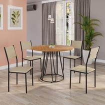 Conjunto Sala de Jantar Mesa Redonda 100cm Base Omega Tampo Mdf Florença Conjunto Sala de Jantar Mesa Redonda 100cm Base Omega Tampo Mdf Florença