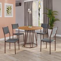 Conjunto Sala de Jantar Mesa Redonda 100cm Base Omega Tampo Mdf Florença