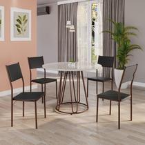 Conjunto Sala de Jantar Mesa Redonda 100cm Base Omega Tampo Mdf Laca com Vidro Florença