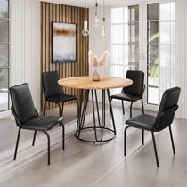 Conjunto Sala de Jantar Mesa Redonda 100cm Base Omega Tampo Mdf Malibu