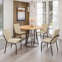Conjunto Sala de Jantar Mesa Redonda 100cm Base Omega Tampo Mdf Malibu Conjunto Sala de Jantar Mesa Redonda 100cm Base Omega Tampo Mdf Malibu