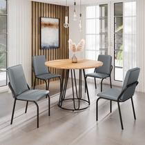 Conjunto Sala de Jantar Mesa Redonda 100cm Base Omega Tampo Mdf Malibu Conjunto Sala de Jantar Mesa Redonda 100cm Base Omega Tampo Mdf Malibu