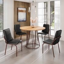 Conjunto Sala de Jantar Mesa Redonda 100cm Base Omega Tampo Mdf Malibu Conjunto Sala de Jantar Mesa Redonda 100cm Base Omega Tampo Mdf Malibu