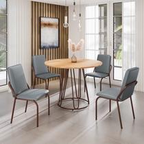 Conjunto Sala de Jantar Mesa Redonda 100cm Base Omega Tampo Mdf Malibu Conjunto Sala de Jantar Mesa Redonda 100cm Base Omega Tampo Mdf Malibu