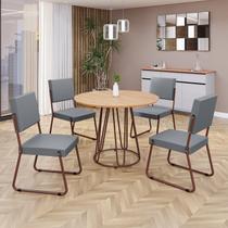 Conjunto Sala de Jantar Mesa Redonda 100cm Base Omega Tampo MDF Napoli Marrom/Grafite