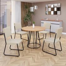 Conjunto Sala de Jantar Mesa Redonda 100cm Base Omega Tampo Mdf Napoli Conjunto Sala de Jantar Mesa Redonda 100cm Base Omega Tampo Mdf Napoli
