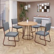 Conjunto Sala de Jantar Mesa Redonda 100cm Base Omega Tampo Mdf Napoli