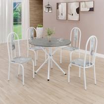 Conjunto Sala de Jantar Mesa Redonda 70cm Tampo Granito Topázio 4 Cadeiras Linda Yescasa Branco/Paraopeba Conjunto Sala de Jantar Mesa Redonda 70cm Tampo Granito Topázio 4 Cadeiras Linda Yescasa Branco/Paraopeba