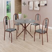 Conjunto Sala de Jantar Mesa Redonda 70cm Tampo Granito Topázio 4 Cadeiras Linda Yescasa Marrom/Preto Floral Conjunto Sala de Jantar Mesa Redonda 70cm Tampo Granito Topázio 4 Cadeiras Linda Yescasa Marrom/Preto Floral