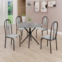 Conjunto Sala de Jantar Mesa Redonda 70cm Tampo Granito Topázio 4 Cadeiras Linda Yescasa Conjunto Sala de Jantar Mesa Redonda 70cm Tampo Granito Topázio 4 Cadeiras Linda Yescasa