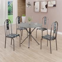 Conjunto Sala de Jantar Mesa Redonda 70cm Tampo Granito Topázio 4 Cadeiras Linda Yescasa Conjunto Sala de Jantar Mesa Redonda 70cm Tampo Granito Topázio 4 Cadeiras Linda Yescasa
