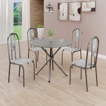 Conjunto Sala de Jantar Mesa Redonda 70cm Tampo Granito Topázio 4 Cadeiras Linda Yescasa Conjunto Sala de Jantar Mesa Redonda 70cm Tampo Granito Topázio 4 Cadeiras Linda Yescasa