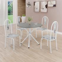 Conjunto Sala de Jantar Mesa Redonda 70cm Tampo Granito Topázio 4 Cadeiras Linda Yescasa