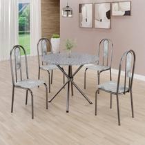 Conjunto Sala de Jantar Mesa Redonda 75cm Tampo Granito Ocre 4 Cadeiras Linda Yescasa Prata/Paraopeba Conjunto Sala de Jantar Mesa Redonda 75cm Tampo Granito Ocre 4 Cadeiras Linda Yescasa Prata/Paraopeba