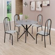 Conjunto Sala de Jantar Mesa Redonda 75cm Tampo Granito Ocre 4 Cadeiras Linda Yescasa Preto/Paraopeba/Fosco