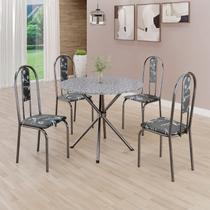 Conjunto Sala de Jantar Mesa Redonda 75cm Tampo Granito Ocre 4 Cadeiras Linda Yescasa