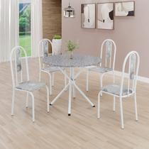 Conjunto Sala de Jantar Mesa Redonda 75cm Tampo Granito Ocre 4 Cadeiras Linda Yescasa
