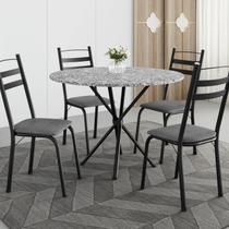 Conjunto sala de Jantar Mesa Redonda 80cm Tampo Granito com 4 Cadeiras Milla Conjunto sala de Jantar Mesa Redonda 80cm Tampo Granito com 4 Cadeiras Milla
