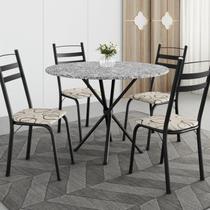 Conjunto sala de Jantar Mesa Redonda 80cm Tampo Granito com 4 Cadeiras Milla Conjunto sala de Jantar Mesa Redonda 80cm Tampo Granito com 4 Cadeiras Milla
