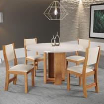 Conjunto Sala de Jantar Mesa Redonda 90cm Imperio 4 Cadeiras Sol Viero