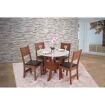 Conjunto Sala de Jantar Mesa Redonda Ayla com 4 Cadeiras Milena Conjunto Sala de Jantar Mesa Redonda Ayla com 4 Cadeiras Milena