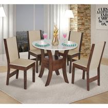 Conjunto Sala de Jantar Mesa Redonda Ayla com 4 Cadeiras Nobre Móveis São Carlos