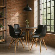 Conjunto Sala de Jantar Mesa Redonda Chanfrada 110Cm Com 4 Cadeiras Saarinen Dsw