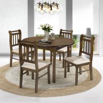 Conjunto Sala de Jantar Mesa Redonda Com 4 Cadeiras Madeira Maciça Mv Outlet